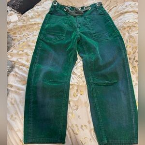 We The Free Dark Green Flocked Moxie Jeans HTF